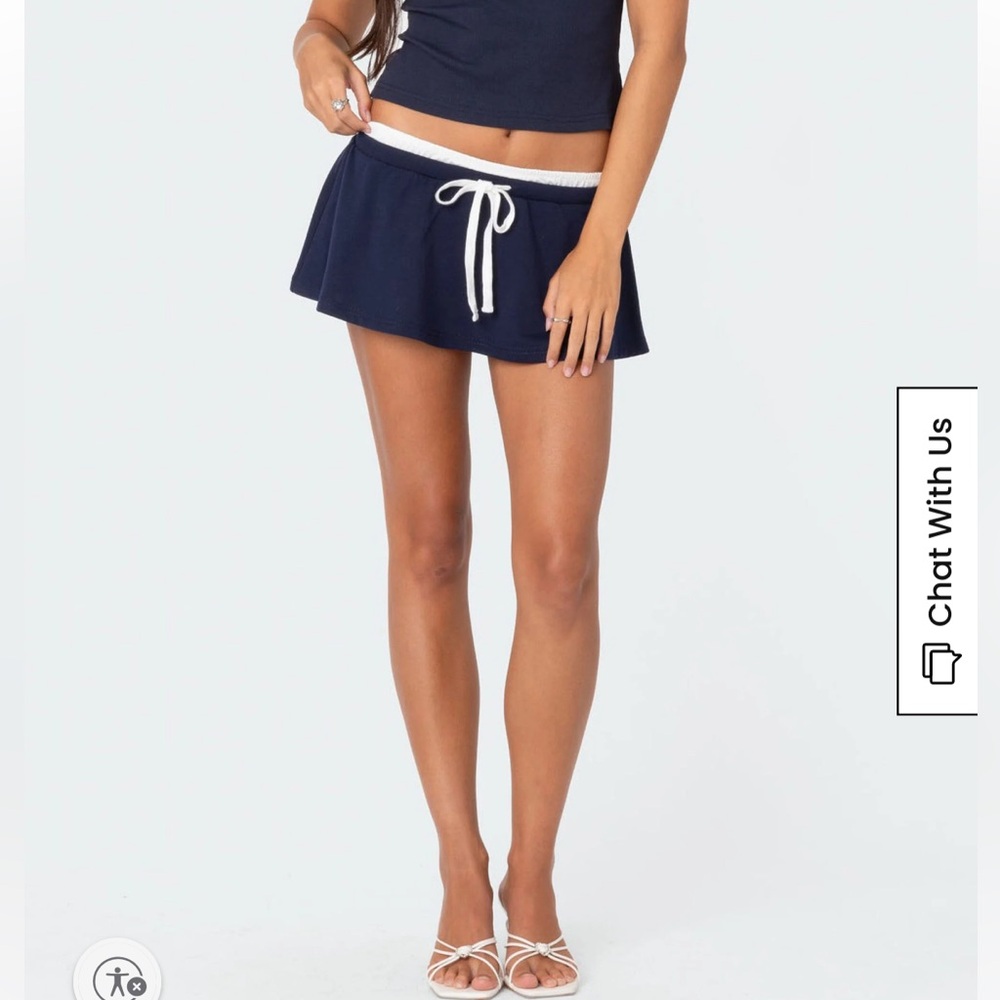 Edikted Dark Blue Skorts with White Drawstring